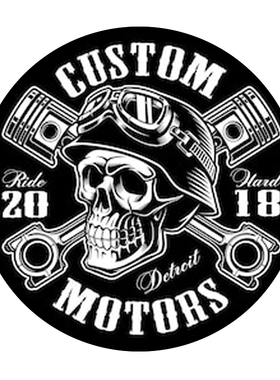 骑自行车的人头骨交叉活塞 biker skull crossed pistons贴纸贴花