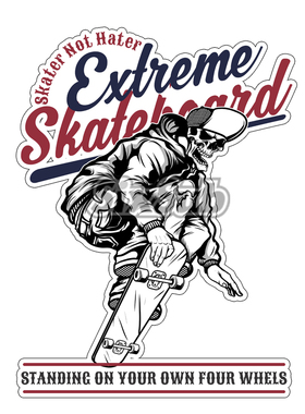 骷髅风格滑板extreme反光镭射水晶胶立体贴#1103