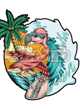 热带度假风花冲浪汽车摩托滑板反光镭射水晶胶车贴#14108