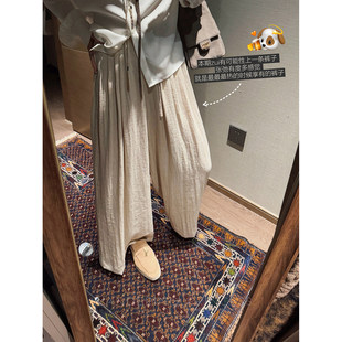 钱美西 超柔亚麻凉凉裤 肌理感垂坠防晒薄款阔腿直筒休闲裤显瘦女