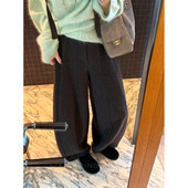 高腰显瘦长裤 钱美西 3色发热面料垂感显瘦刺毛拼接南瓜阔腿休闲裤