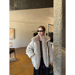 钱美西 芬兰进口白狐毛霜染90白鹅绒高密三防派克羽绒服保暖外套