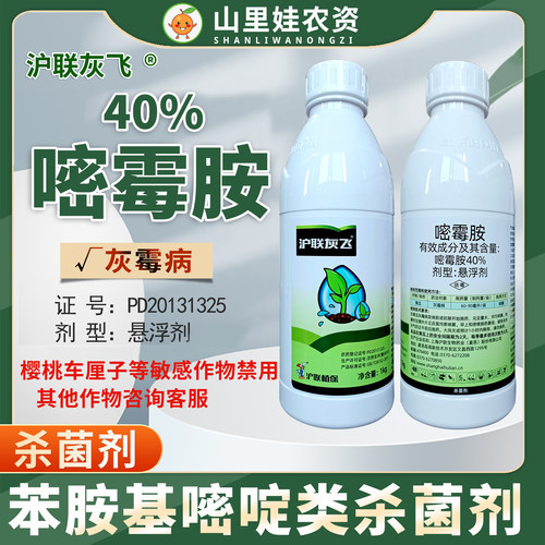 沪联灰飞40%嘧霉胺悬浮剂黄瓜灰霉病杀菌剂嘧霉胺农药 樱桃禁用