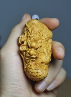 崖柏木雕刻网红抖音爆款生肖龙手把件汽车挂件工艺品礼品随身把玩