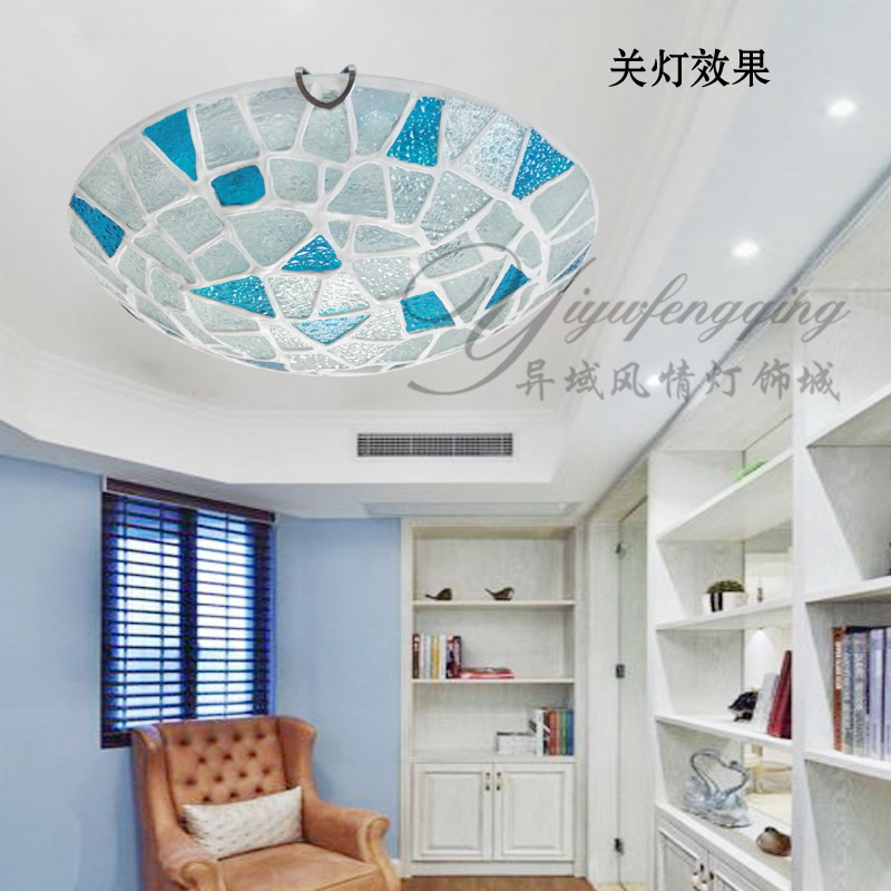 欧式田园灯简约温馨卧室吸顶灯具地中海过道阳台创意贝壳led灯饰