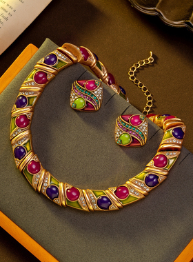 中古风vintage复古风耳钉小众设计感高级轻奢气质百搭项链耳钉