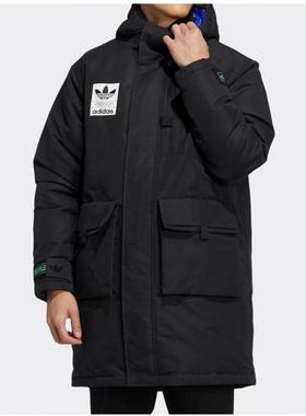 正品Adidas阿迪达斯三叶草男仿羊羔绒马甲二合一羽绒服 H58062