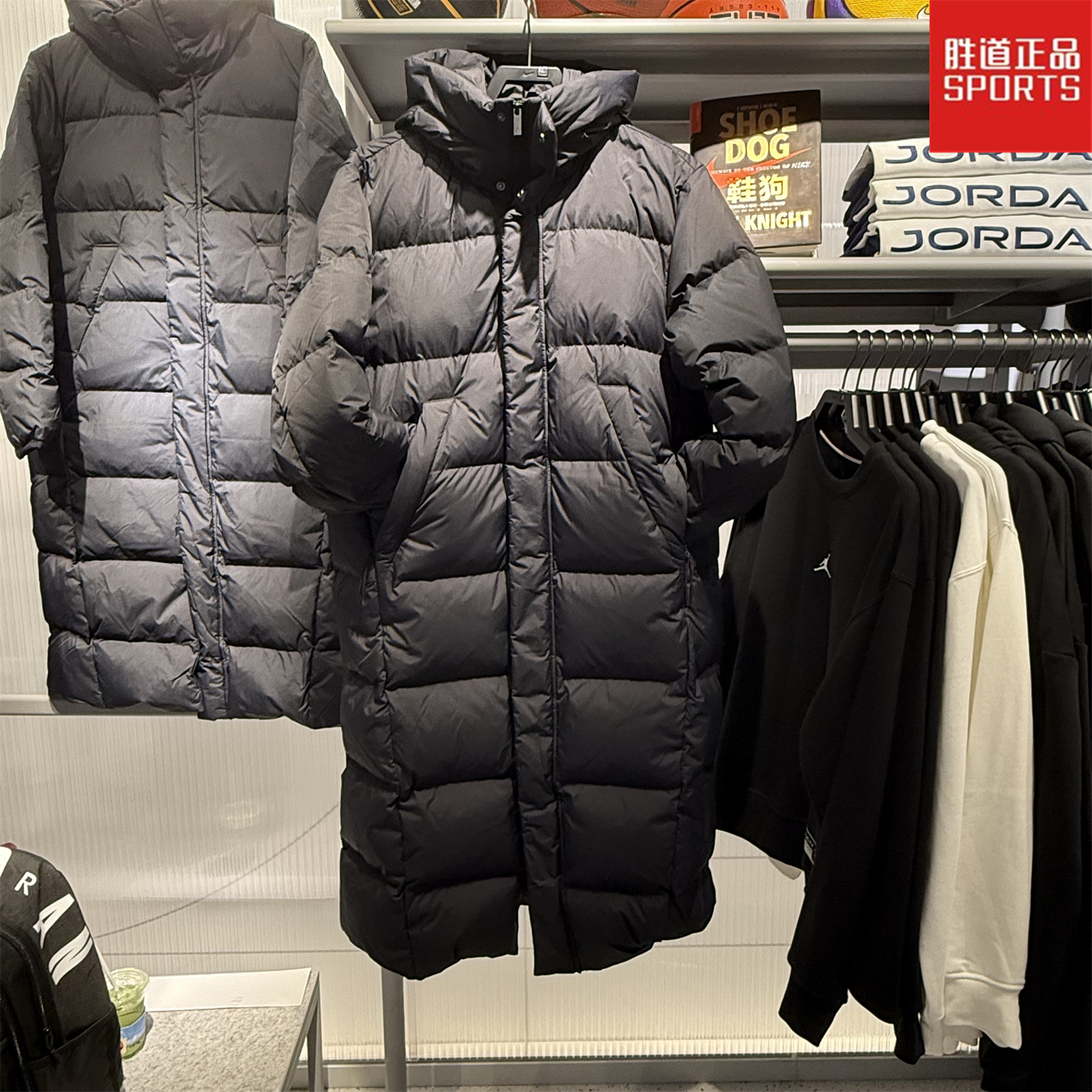 耐克男子长款羽绒服保暖鸭绒外套