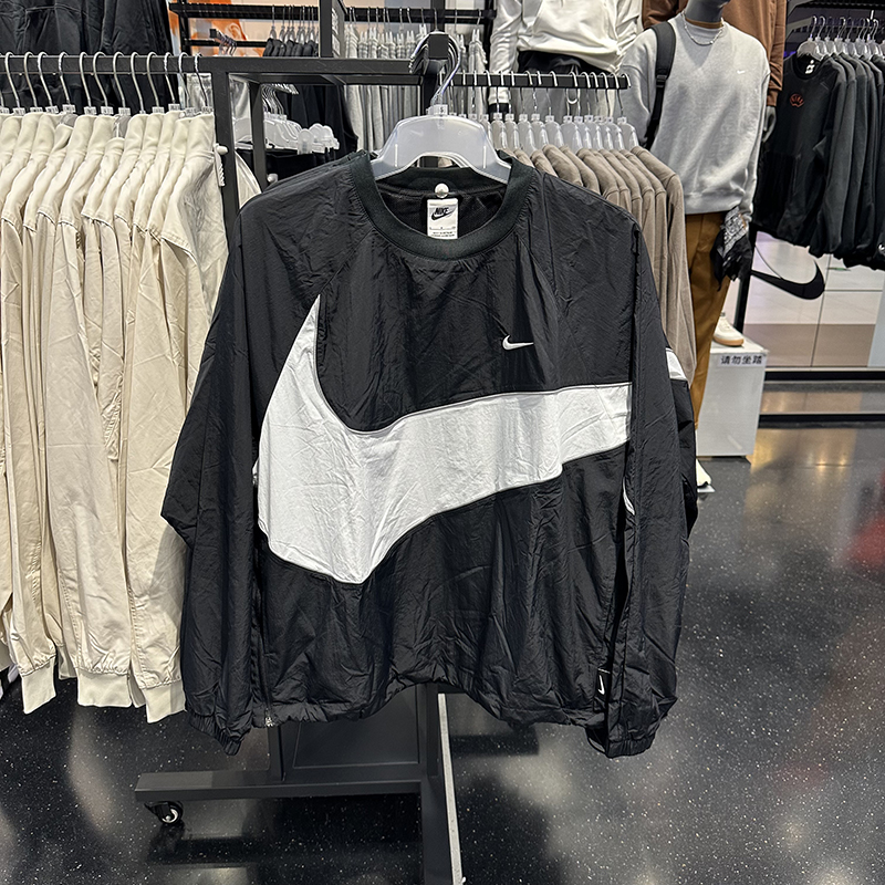 正品Nike耐克男子简约宽松休闲运动大勾圆领套头衫卫衣DX0661-010