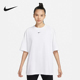 耐克女子纯棉T恤夏款 Nike 宽松落肩袖 100 正品 DX7911 白色短袖