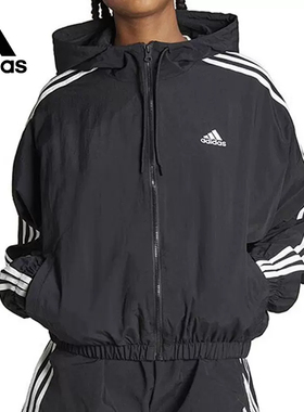 正品Adidas/阿迪达斯女子经典运动训练休闲连帽夹克外套 HT3399