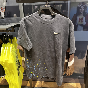NIKE耐克男子做旧短袖25夏篮球运动休闲水洗扎染圆领T恤衫HV1672