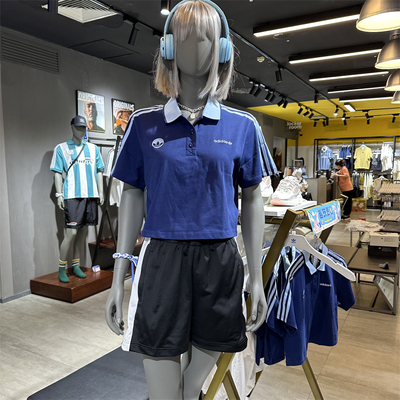 阿迪达斯女三叶草短款POLO衫