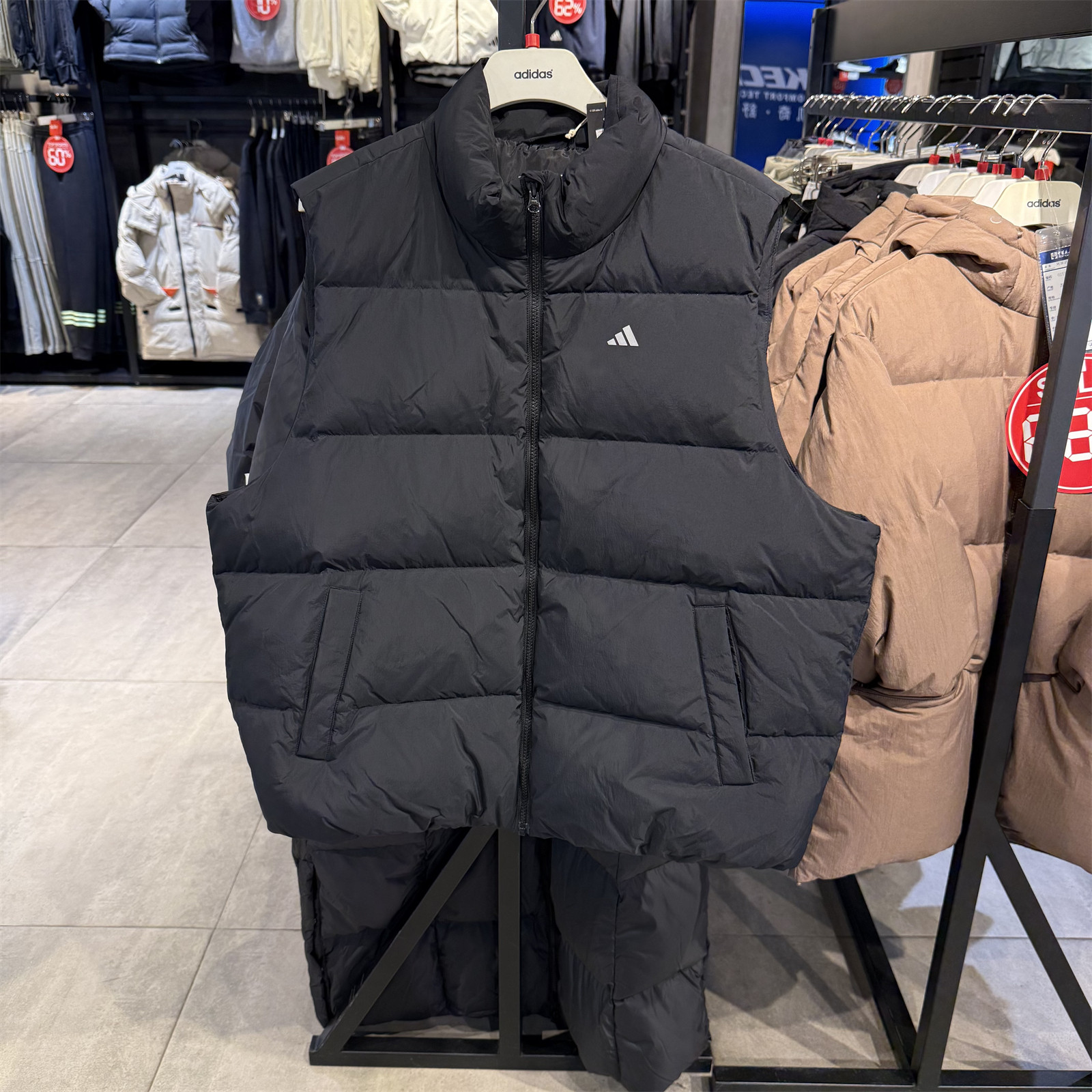 正品Adidas阿迪达斯男子羽绒服马甲冬季运动训练休闲外套JC6822
