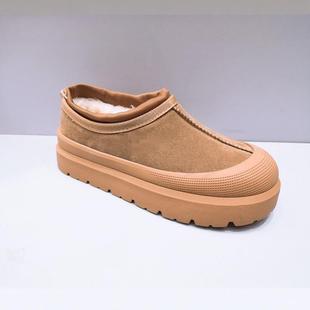 舒适厚底保暖棉鞋 真皮女鞋 防滑休闲靴 新款 皮毛一体雪地靴2024冬季