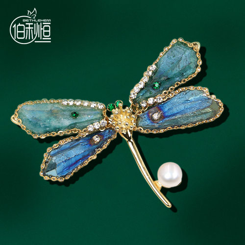 天然珍珠高级感蜻蜓胸针