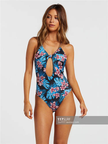 VOLCOM冲浪比基尼泳衣Y'ORCHIDDING ONE-PIECE - BLACK可拆卸胸垫
