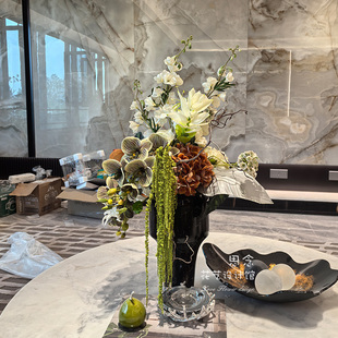 售楼处样板房餐桌花艺台花仿真花设计师花定制创意格调装置卫生间