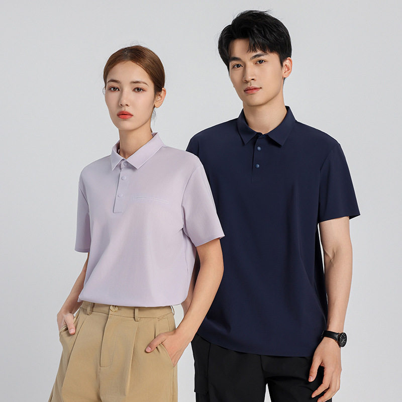 短袖男无缝POLO衫26夏季纯色冰感半袖情侣上衣休闲透气翻领高级感