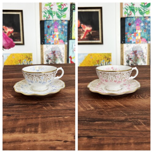 皇家芍药粉色骨瓷茶杯碟