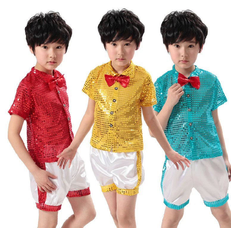 六一儿童节合唱团演出服男女短袖亮片套装小学生主持人朗诵表演服