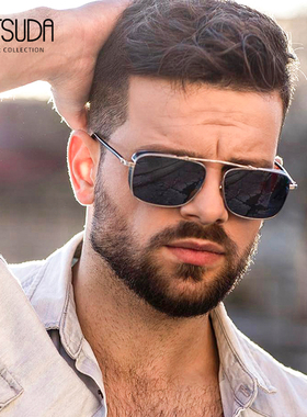 日本MATSUDA松田墨镜男款纯钛飞行员方框大脸开车手工太阳镜M3047