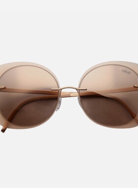 silhouette诗乐眼镜架女太阳镜茶色个性大脸方形优雅纯钛墨镜8164