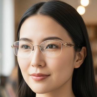 2902 日本Charmant夏蒙眼镜架超轻半框线钛纯钛小脸近视眼镜框女款