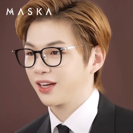 韩国MASKA眼镜框男姜丹尼尔同款纯钛超轻大脸眼镜架FREE2 VECTOR