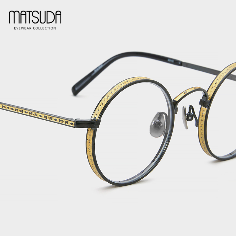日本Matsuda纯钛复古圆框眼镜框