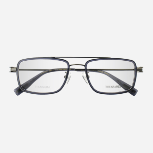 Trussardi杜鲁萨迪眼镜框男款 商务全框飞行员纯钛超轻眼镜架6005