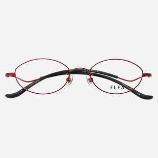 日本FLEA眼镜框女款 钛架日系椭圆圆框超轻纯钛高度数近视眼镜架56