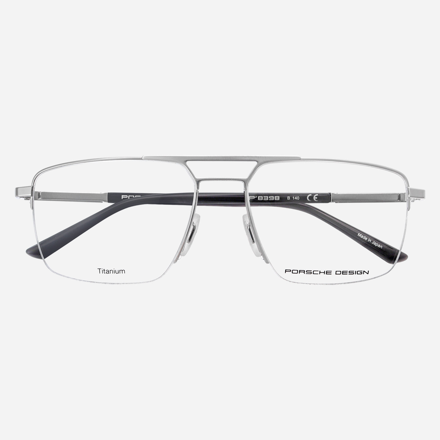 Porsche Design保时捷眼镜框男超轻纯钛飞行员半框大脸眼镜架8398