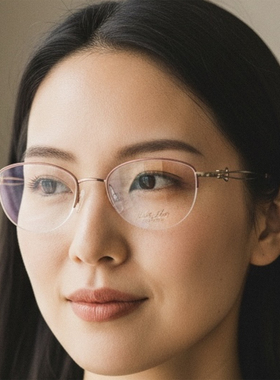 日本Charmant夏蒙眼镜框女近视纯钛超轻半框线钛金丝眼镜架2911