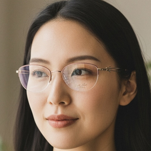 日本Charmant夏蒙眼镜框女近视纯钛超轻半框线钛金丝眼镜架2911