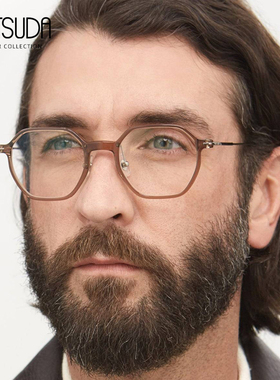 日本MATSUDA松田眼镜框男女近视超轻复古全框纯钛手工眼镜架M2053