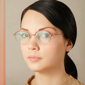 Husky日本手工眼镜框女近视可配超轻纯钛小脸复古小框眼镜架H177