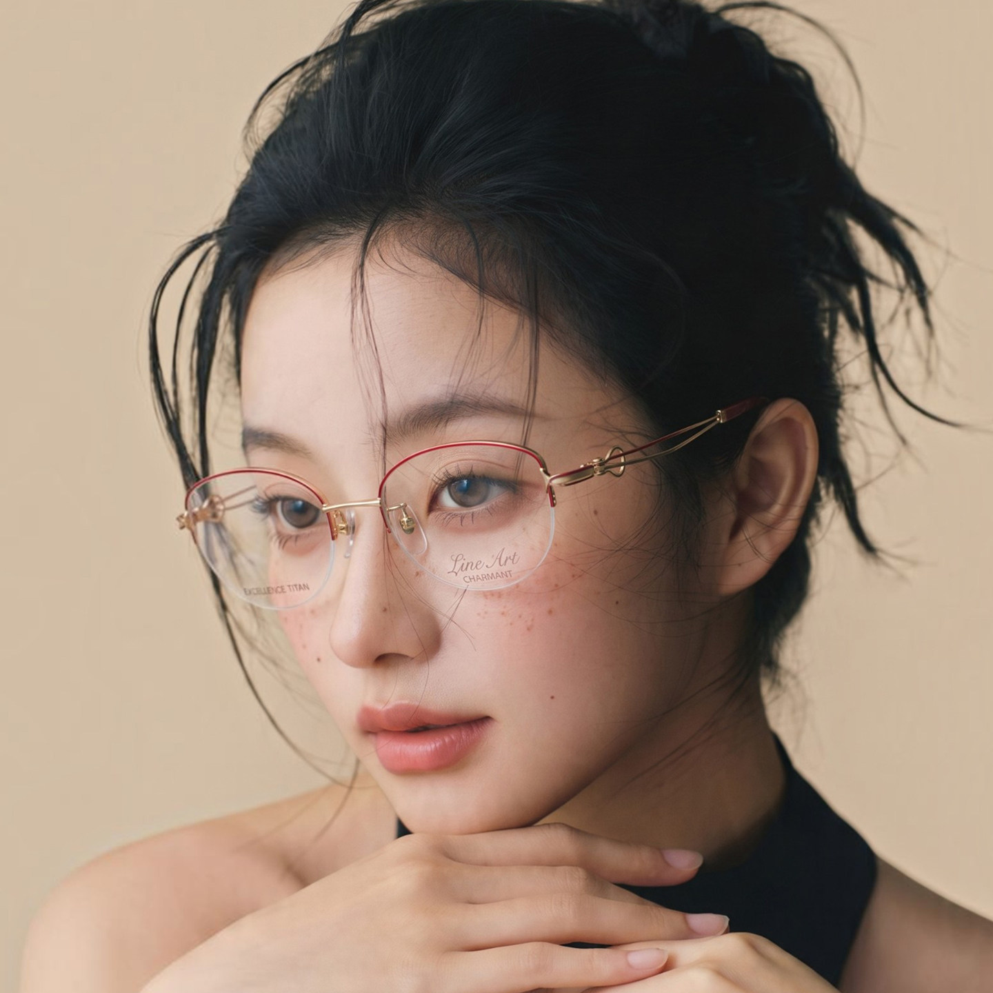 日本Charmant夏蒙眼镜框半框女款线钛超轻纯钛小脸复古眼镜架1699