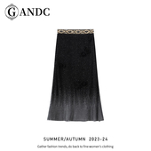 安晴粉丝专享 GANDC轻奢设计感重工显瘦亮片半身裙GC2022012