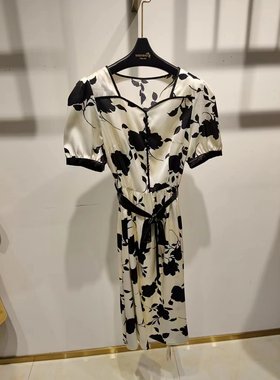 唯影WEIYING夏季新品女装丝缎连衣裙优雅腰带裙子248321