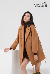 唯影WEIYING秋冬新品双面羊绒大衣女韩版纯色时尚腰带外套853