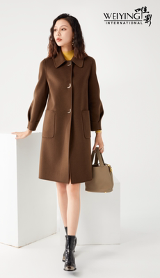 唯影WEIYING秋冬新品女士双面绒大衣纯色简约中长13山羊绒外套100
