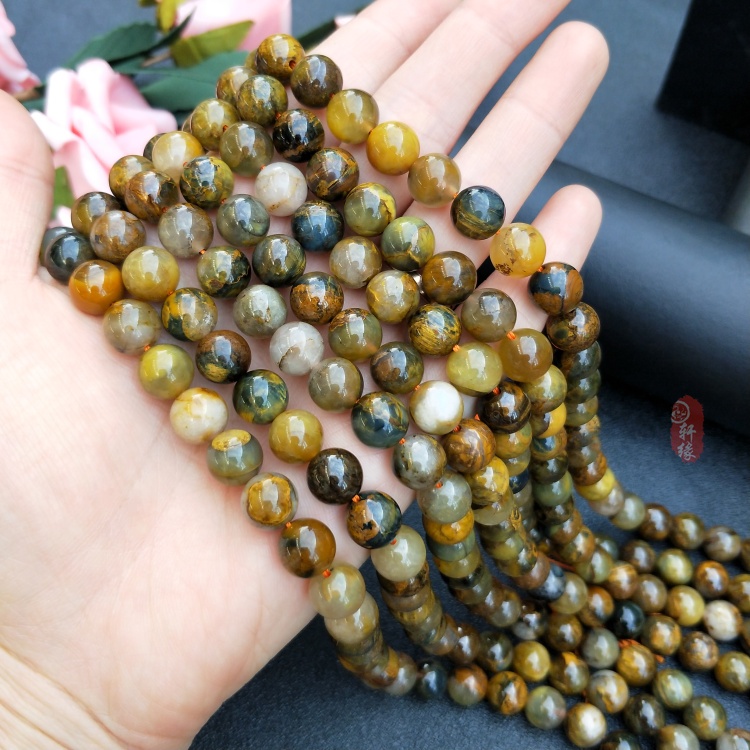 天然纳米比亚彼得石圆珠散珠 老矿彼得石diy饰品手链手工材料