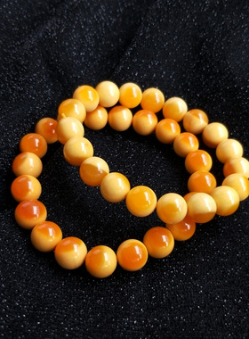 缅甸黄玉手串黄色天然玉石带天眼玉化男女串珠手链