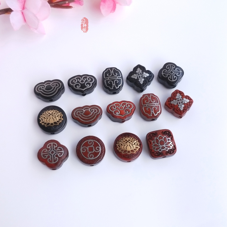 紫檀diy祥云实木文玩隔珠