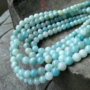 天然无优化亚马逊石圆珠散珠子 国产天河石亚马逊石散珠DIY半成品