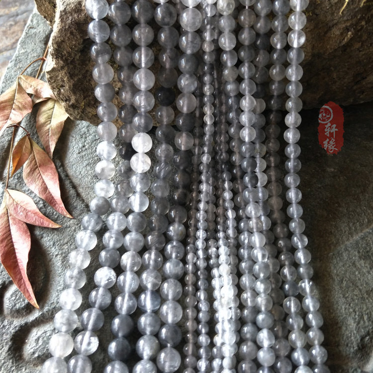 云晶 云水晶圆珠 灰水晶魔鬼水晶圆珠散珠diy手工饰品材料