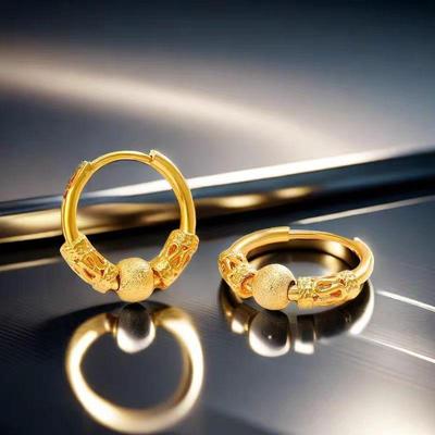 24k黄金色磨砂珠珠耳环