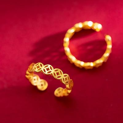 18K黄金色简约轻奢碎碎冰戒指