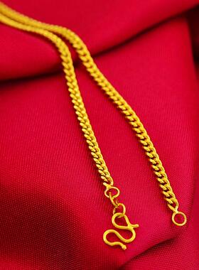 18k黄金色女款素链素金